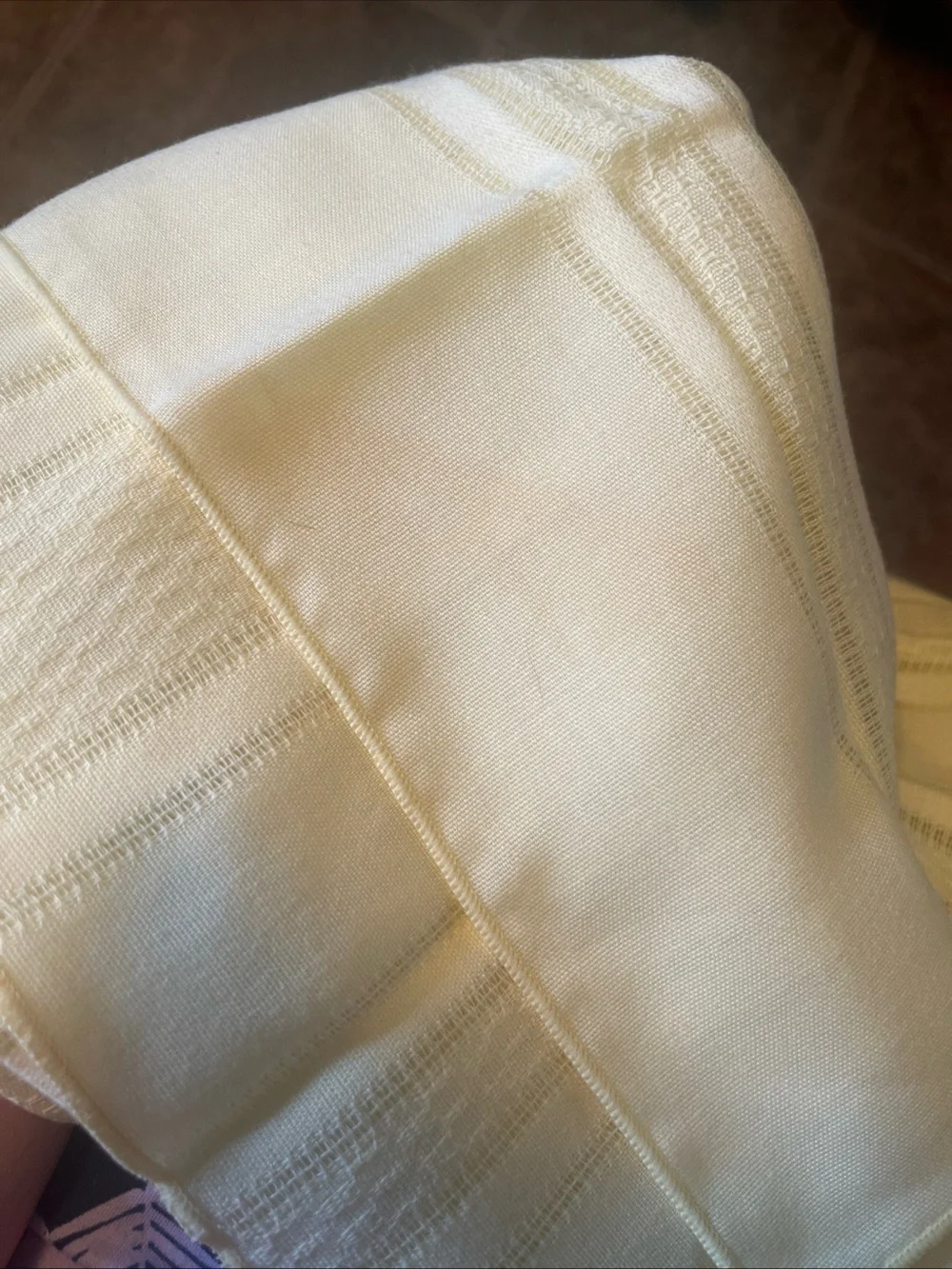 Vintage Set of 6 Striped Pale Yellow  Cotton Dinner Napkins